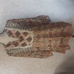 Ladies Floral Print Long Tunic Top Size L